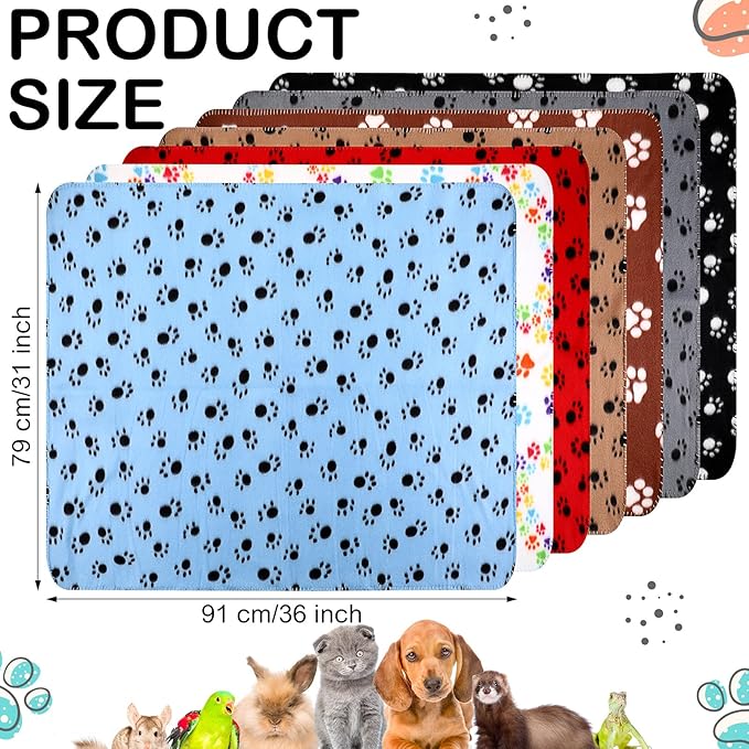 Tegeme 12 Pcs Fleece Blanket for Pet Dog Puppy,Cute Style,31 x 36 Inches