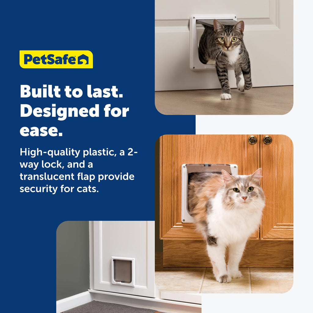 PetSafe Interior Cat Door, 2-Way Lock, White, Cats up to 15 lb
