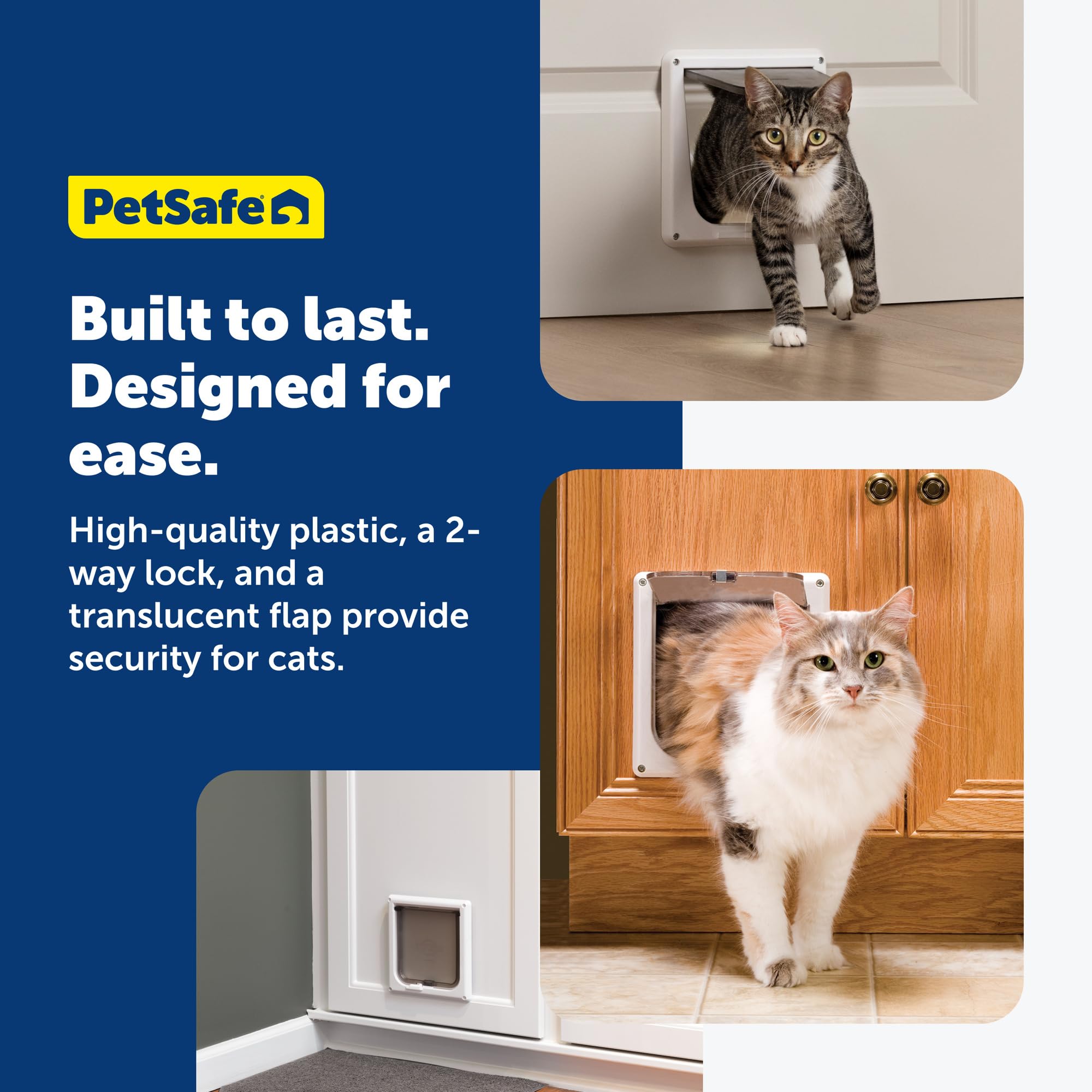 PetSafe Interior Cat Door, 2-Way Lock, White, Cats up to 15 lb