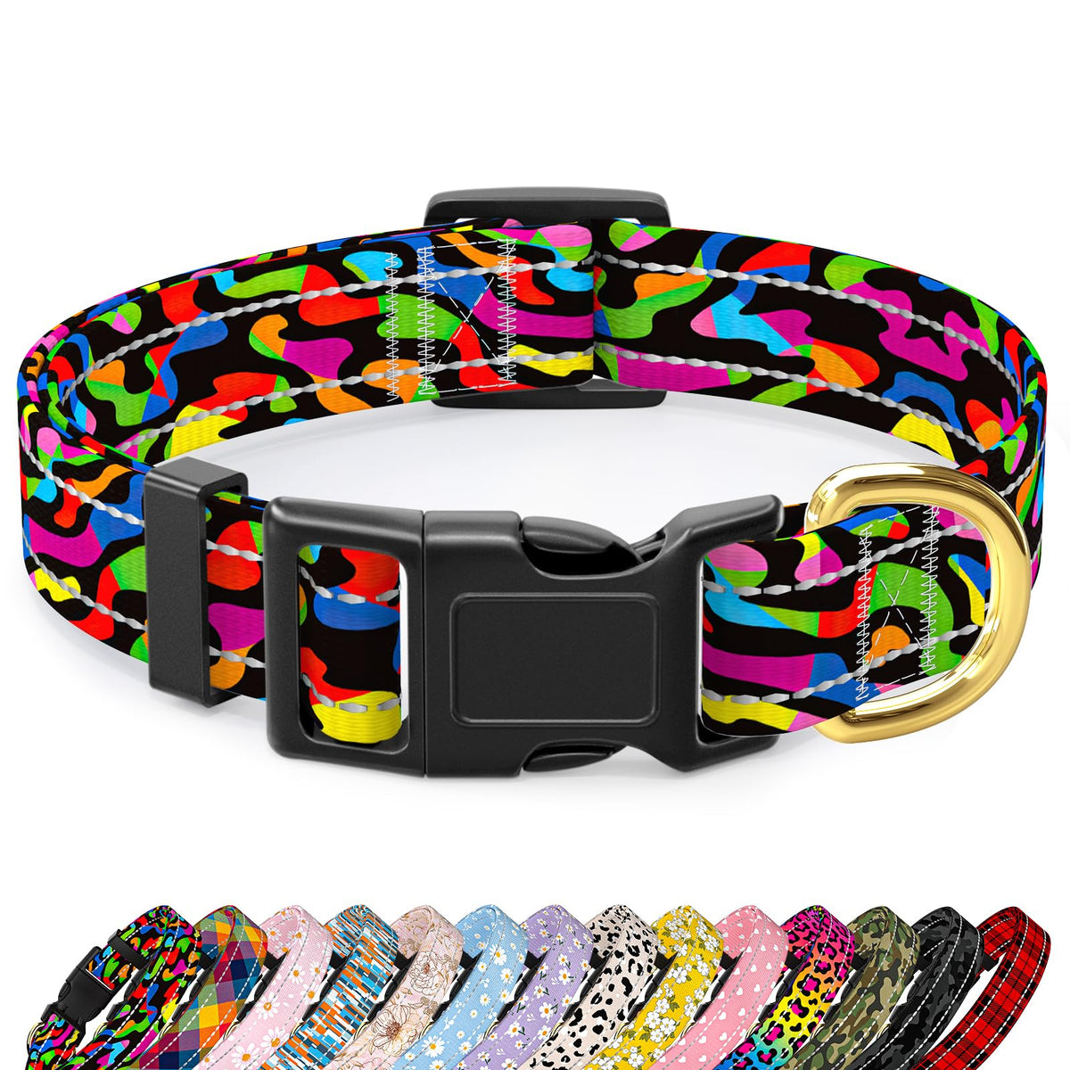 TMOODEL Reflective Dog Collar for Small Dogs, Green Camouflage Pet Collar,S