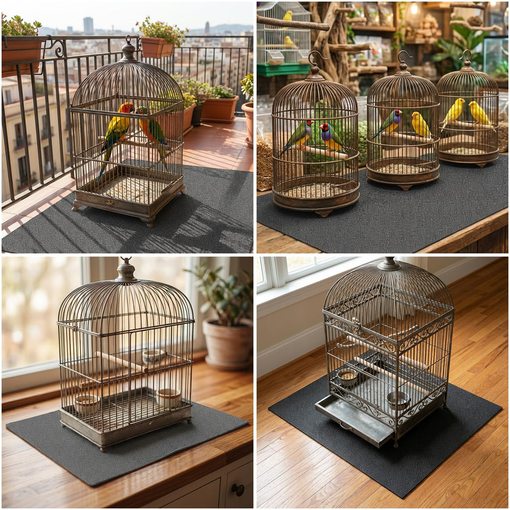 Wiojtry Under Pet Cage Mat for Bird Cages, Dog Kennels, Reptile Aquariums, Dog Kennels, Water-Resistant Pad for Hard Floors and Surfaces (X-Large)