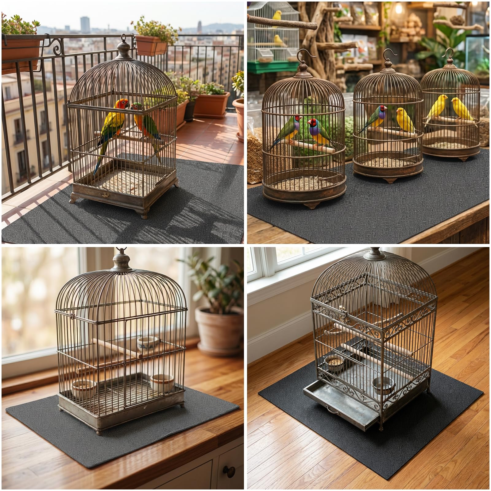 Wiojtry Under Pet Cage Mat for Bird Cages, Dog Kennels, Reptile Aquariums, Dog Kennels, Water-Resistant Pad for Hard Floors and Surfaces (X-Large)