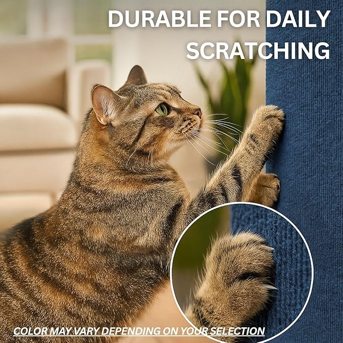 Cat Scratch Mat (Black,10-Pack), 23.6’’ x 11.8’’ Wall Corner Stracther, Versatile Self-Adhesive Replacement Easy Use for Cat Trees, Wall Furniture, Scratching Posts, and Couch Protection (Black)