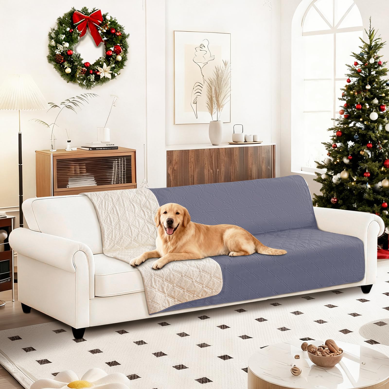 CYCMACO Waterproof Dog Bed Cover Pet Blanket, Soft Couch Cover for Dogs Washable, Non-Slip Dog Blanket Protect Furniture Couch Sofa Car for Puppy Large Dogs Cat (30x70 Inch, Grey Blue)