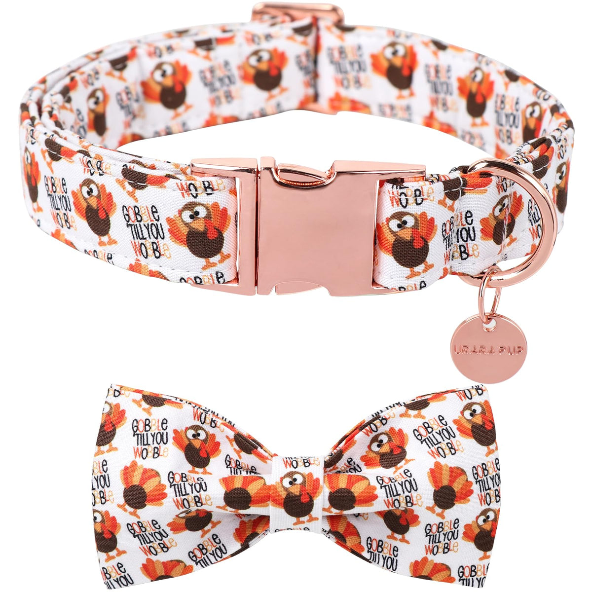 UP URARA PUP Christmas Dog Collar with Bow Tie, Pink Christmas Tree Collars for Dogs, Adjustable Pet Collar with Cute Xmas Tree Pendant, Winter Dog Accessories for Small Medium Large Dogs L