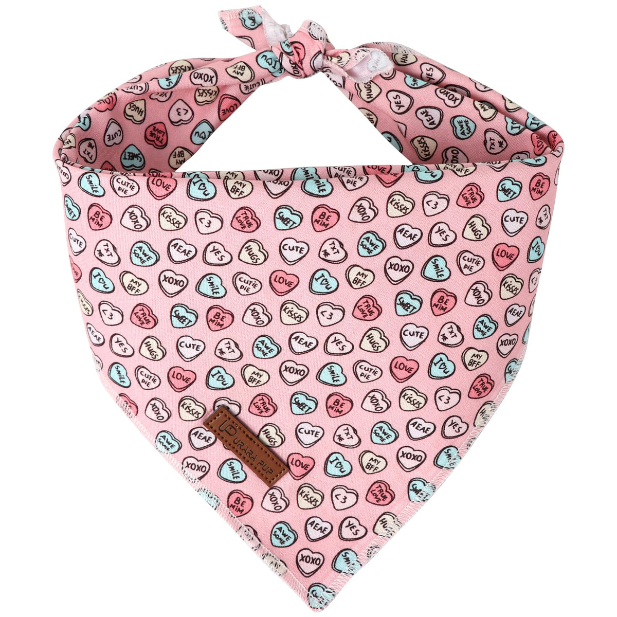 UP URARA PUP Valentine Dog Bandana - Pink Heart Triangle Bib Scarf for Small Medium Pets, Cotton Kerchief for Girl Boy Dogs or Cats, Red Puppy Bandana
