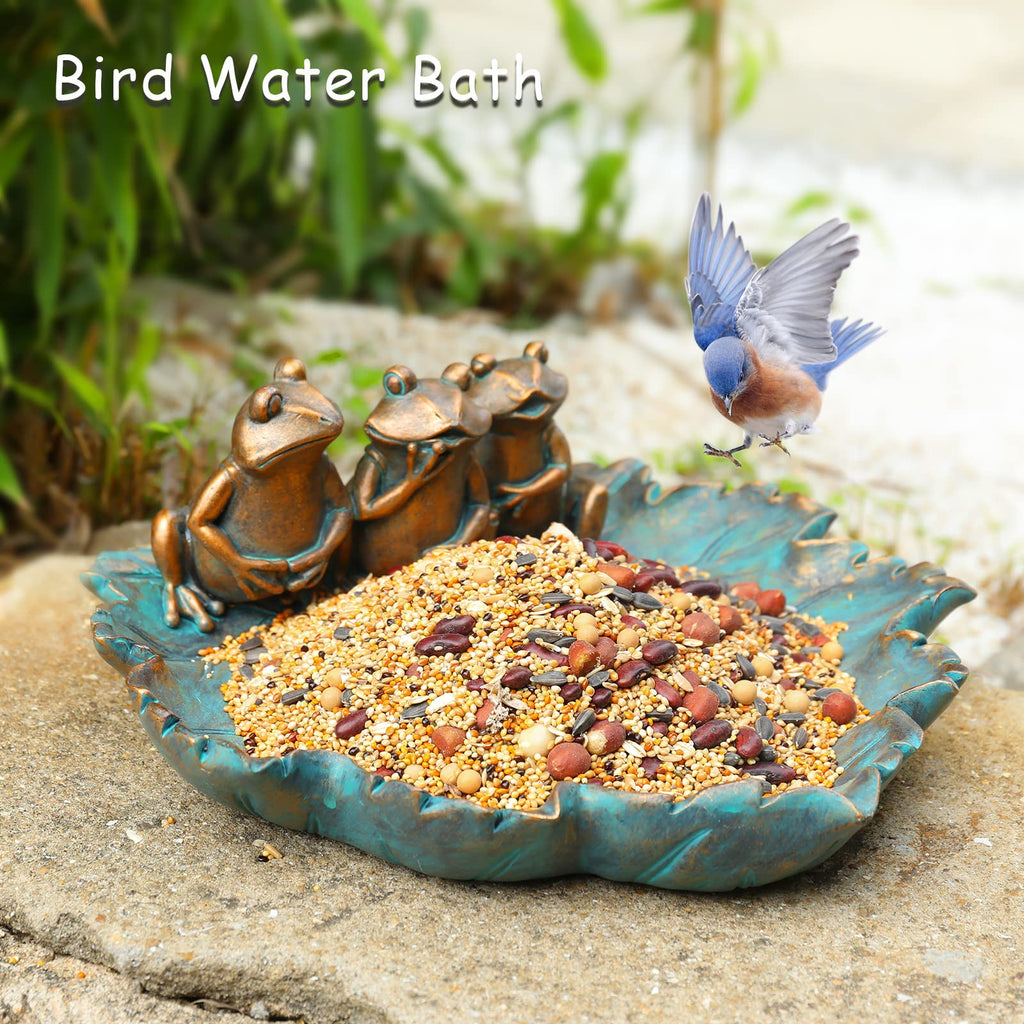 MUMTOP Bird Bath for Outdoors, Resin Garden Frogs Birdbath Bowl Yard Decor