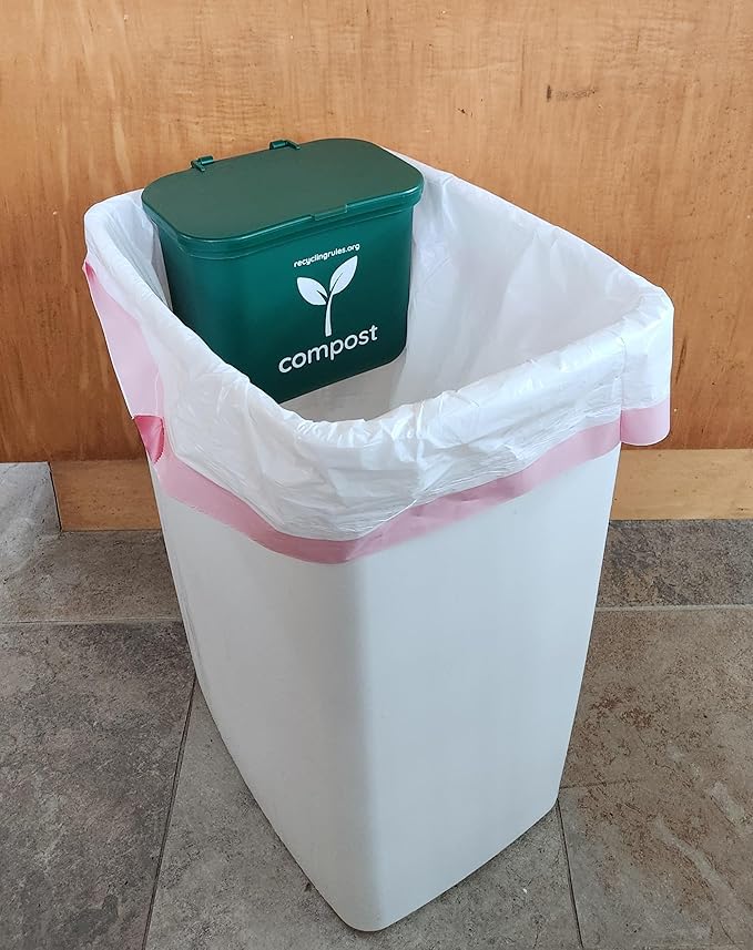 Small Green Compost Bin Container for Hanging on Kitchen Trash Container