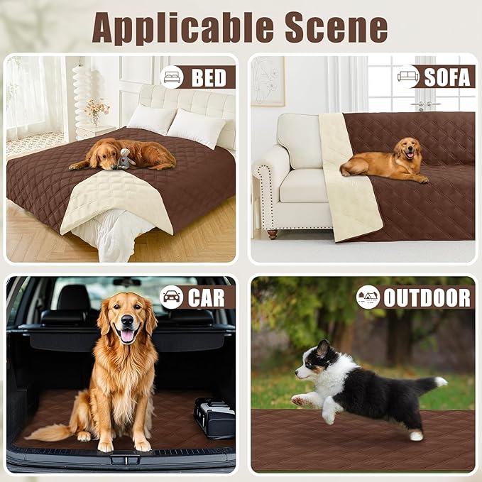 Smiry Waterproof Dog Bed Cover Blanket 40x80, Soft Reversible Pet Blanket, Washable Leakproof Cats Dogs Couch Cover for Sofa, Couch, Furniture, Brown/Beige