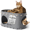 DownyPaws Cat House for Indoor Cats,Peekaboo Cat Bed Cave, Light Gray