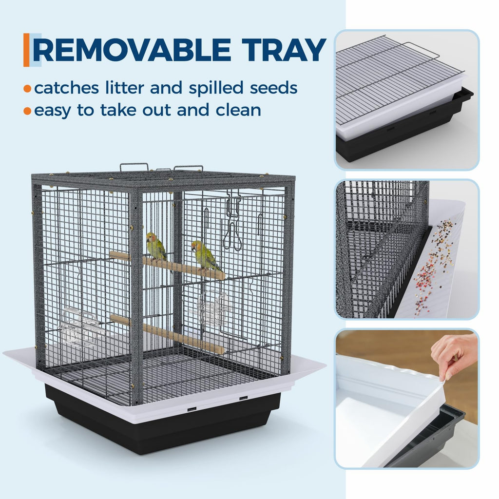Garvee Small Bird Cage with Playground Stand, 20 Inch High Travel Bird Cage for Parrot, Parrot Carrier for Parakeet, Cockatiels, Budgies Medium Small Sized Birds