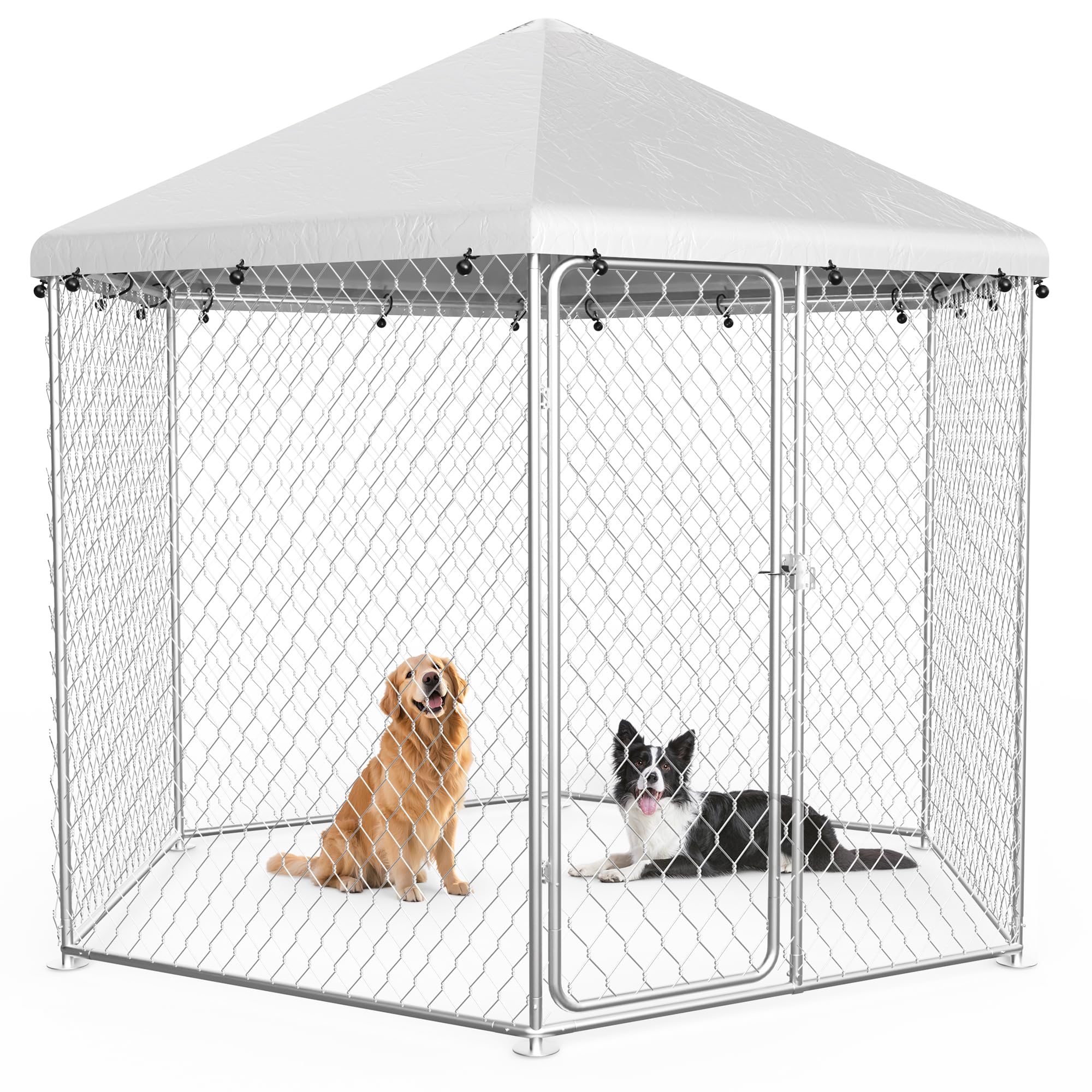 IronovaPets 6.8'x6.8' Large Dog Kennel,Dog Enclosure Outdoor with Roof
