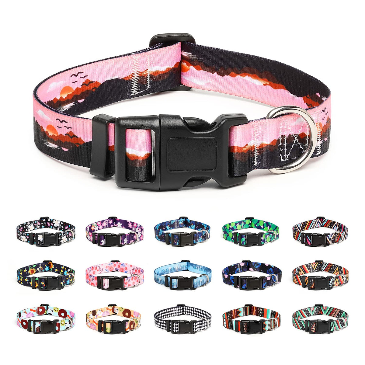 Mercano Adjustable Dog Collar - Special Design Patterns, Soft Nylon Comfortable Durable Pet Collar for Small Medium Large Dogs (S, Rhomb)