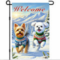 BlissYard Garden Flag Dog Pair Winter 12x18 Inch Polyester