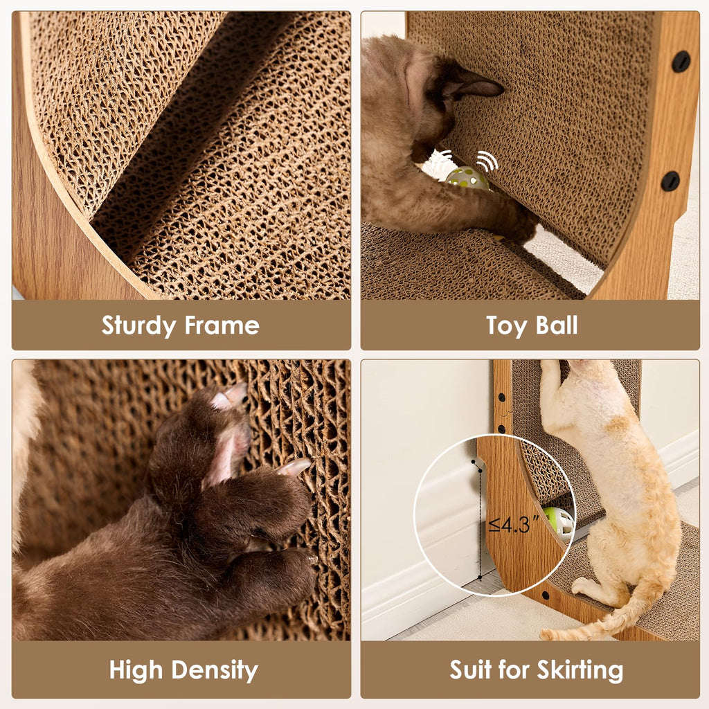 EHEYCIGA Cardboard Cat Scratcher for Indoor Cats, 26.8 Inch, Brown