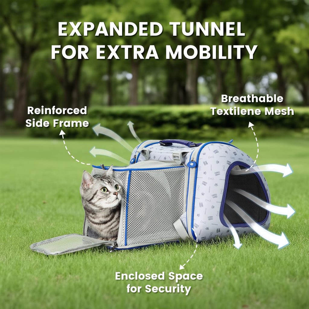 LIULIUPET Cat and Dog Backpack Carrier, Foldable Breathable Pet Carrier Backpack with Mesh Ventilation, Large Portable Outing Traveling Pet Bag for Small, Medium Cats, Small Dogs, Blue