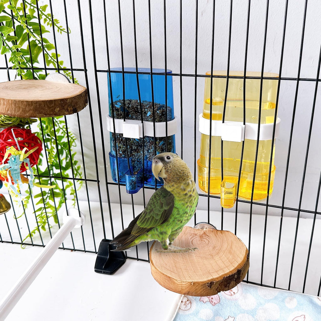 Parakeet Water Dispenser Parrot Water Feeder Bird Seed Container for Cage Cockatiel Cage Accessories Automatic Feeding for Budgies Finch Small Birds 2pcs