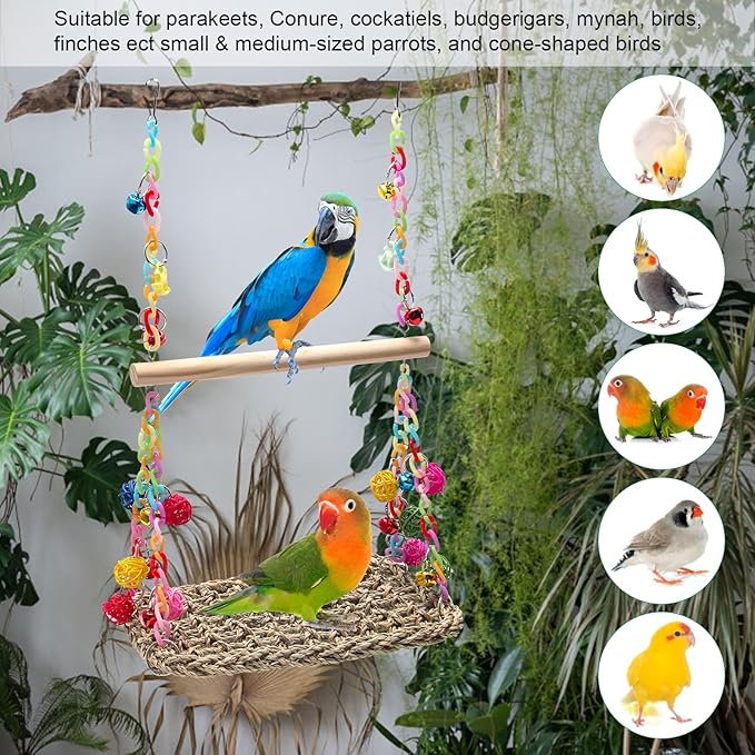 Bird Swing Toys Coolrunner Bird Hammock Bed Hanging Swing Nest Cotton