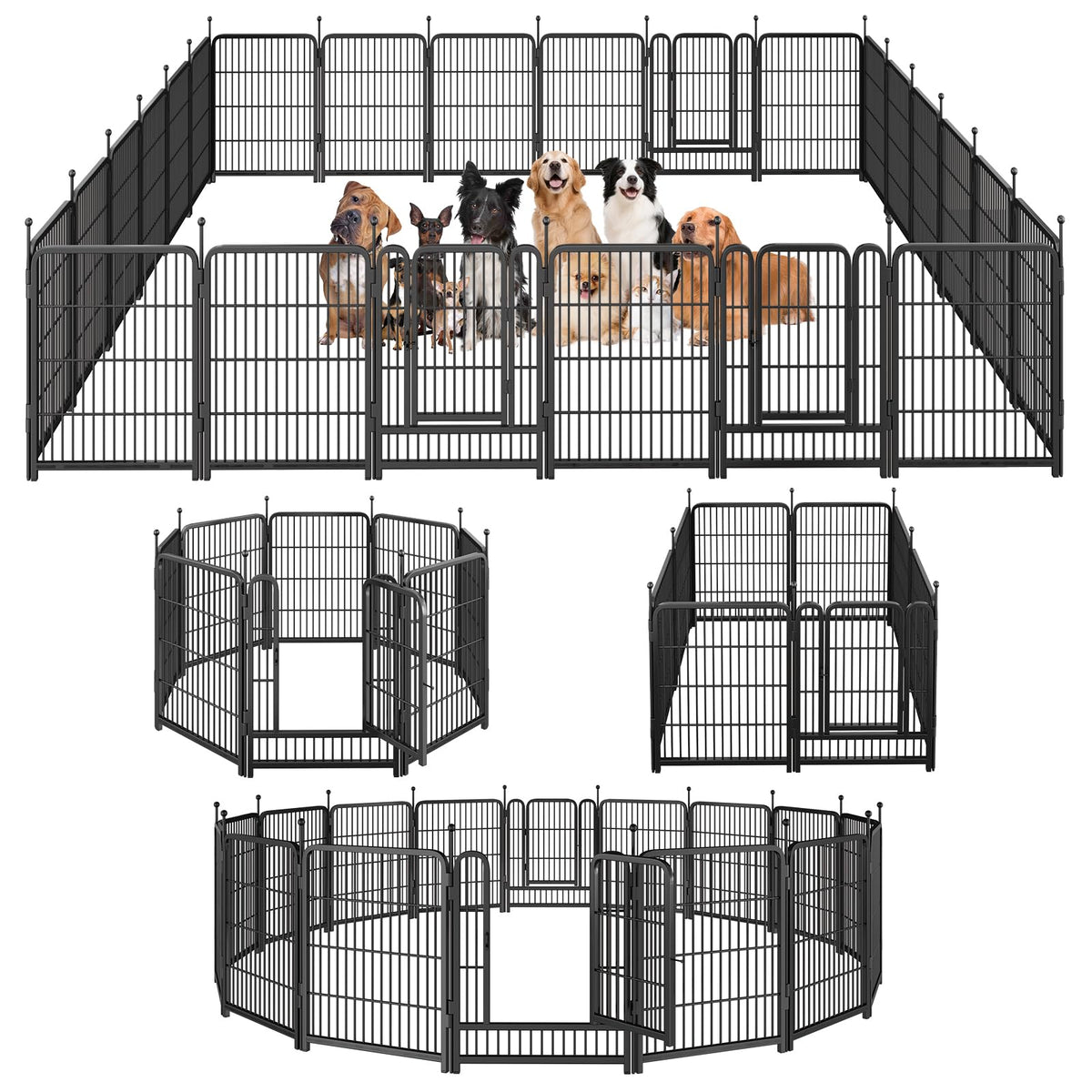 Dog Playpen,Portable Outdoor Dog Fence, Dog Playpen for Large/Medium/Small Dogs, Dog Fences for The Yard,with Doors Foldable Metal (32 inch, 40 Panels)