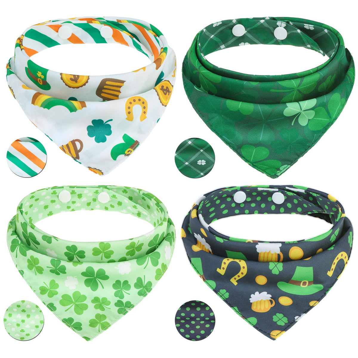 PAWCHIE Dog Cooling Bandana Small, 4 Packs Ice Cool Pet Triangle Scarf Bibs Reversible Styles, Summer Adjustable with Two Snaps, Kerchief Set Accessories for Dogs, Puppy, Cats