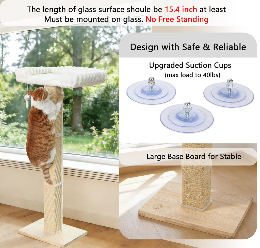 Cat Scratching Post with Large Window Perch, 47-Inch Tall Sisal Cat Tree