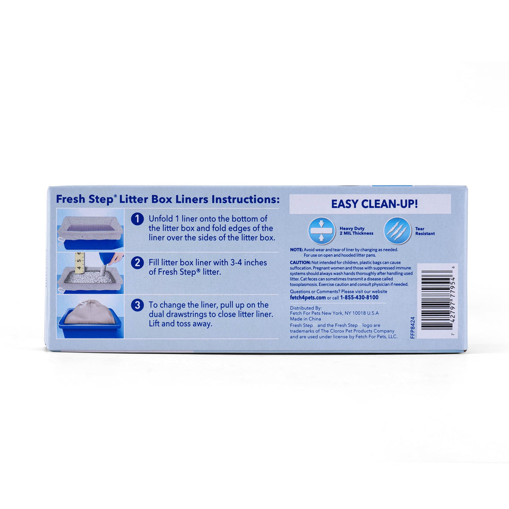 Fresh Step Drawstring Cat Litter Box Liners,Unscented, 3 ft x 19 in, 7 Ct