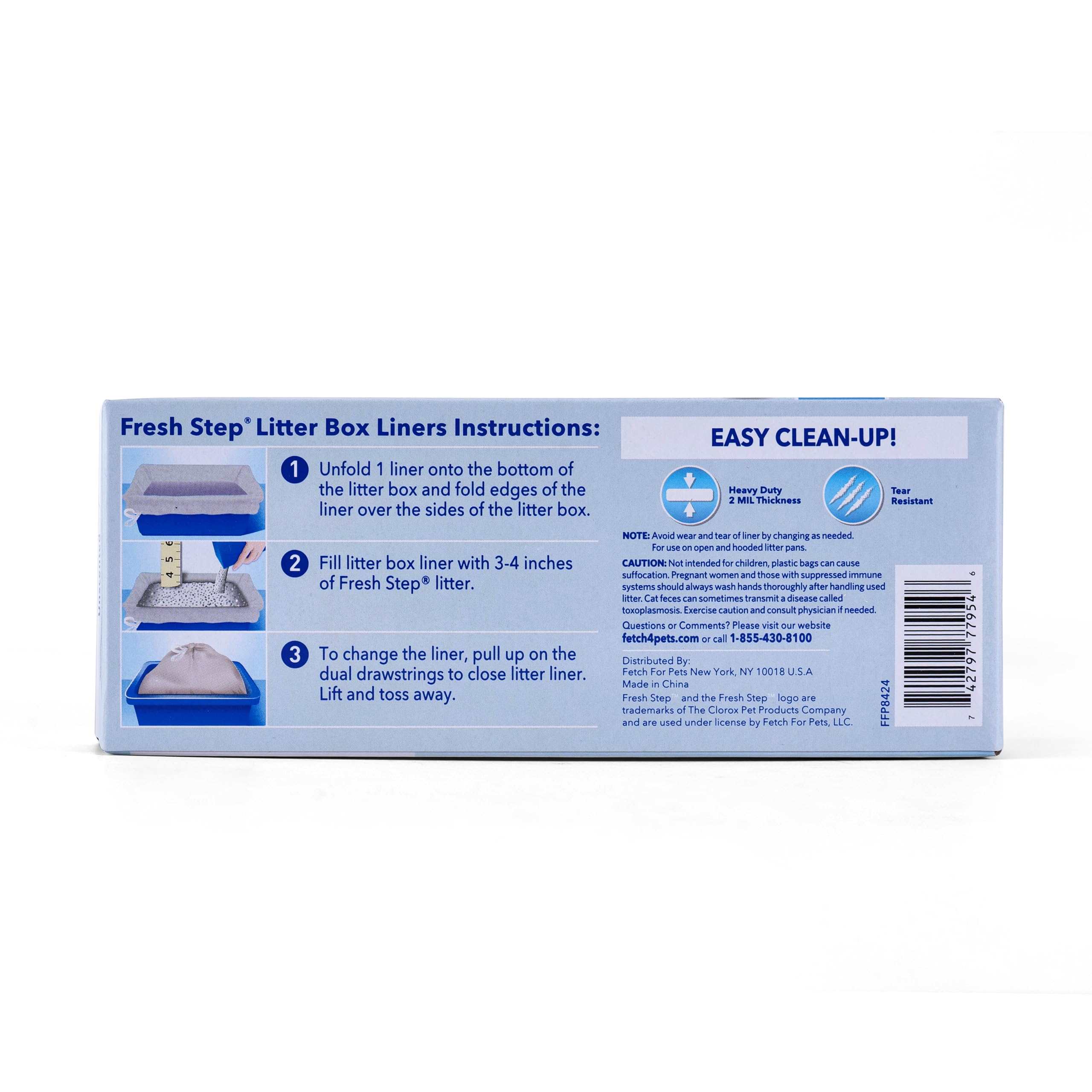 Fresh Step Drawstring Cat Litter Box Liners,Unscented, 3 ft x 19 in, 7 Ct