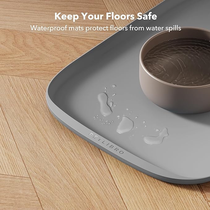 PETLIBRO Dog Food Mat, Safety Silicone Cat Food Mat for Feeder & Fountain, Waterproof Dog Bowl Mat, Raised Edge Spill Protection Floor, Cove Feeding Mat for AF005, AF103 Single Tray, AF203 Single Tray