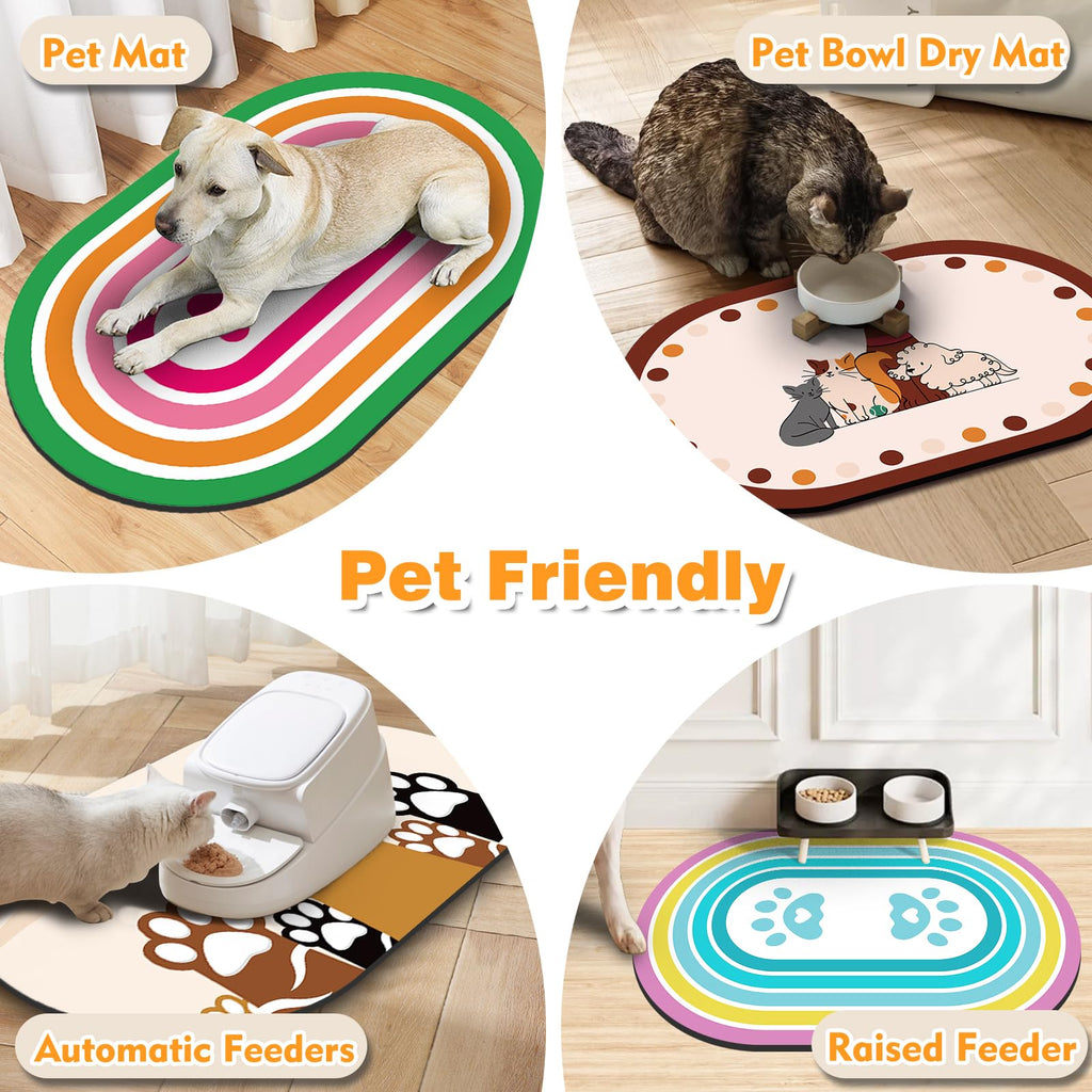 METEOROCK Large Pet Feeding Mat – 28''x17'' Absorbent Dog Mat for Food and Water, Easy Clean Cat Dog Water Bowl Mat, Non-Slip Pet Water Mat Protect Floor, Fit with Automatic Feeders and Double-Bowl