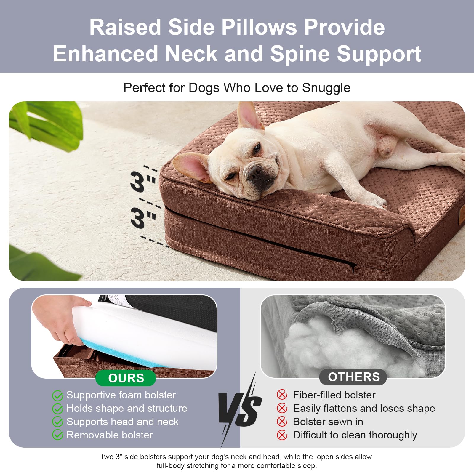 Rainmr Waterproof Dog Bed for Small Dogs - Orthopedic Memory Foam Puppy Couch Sofa, Removable Cover & Anti-Slip Bottom, 30x20 Inches, Brown