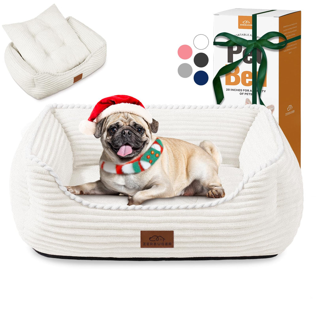Zerbuger Orthopedic Dog Bed for Medium Dogs,Dog Sofa Beds Supportive Foam Pet Couch Bed with Removable Washable Mat and Nonskid Bottom (Medium, Cream)