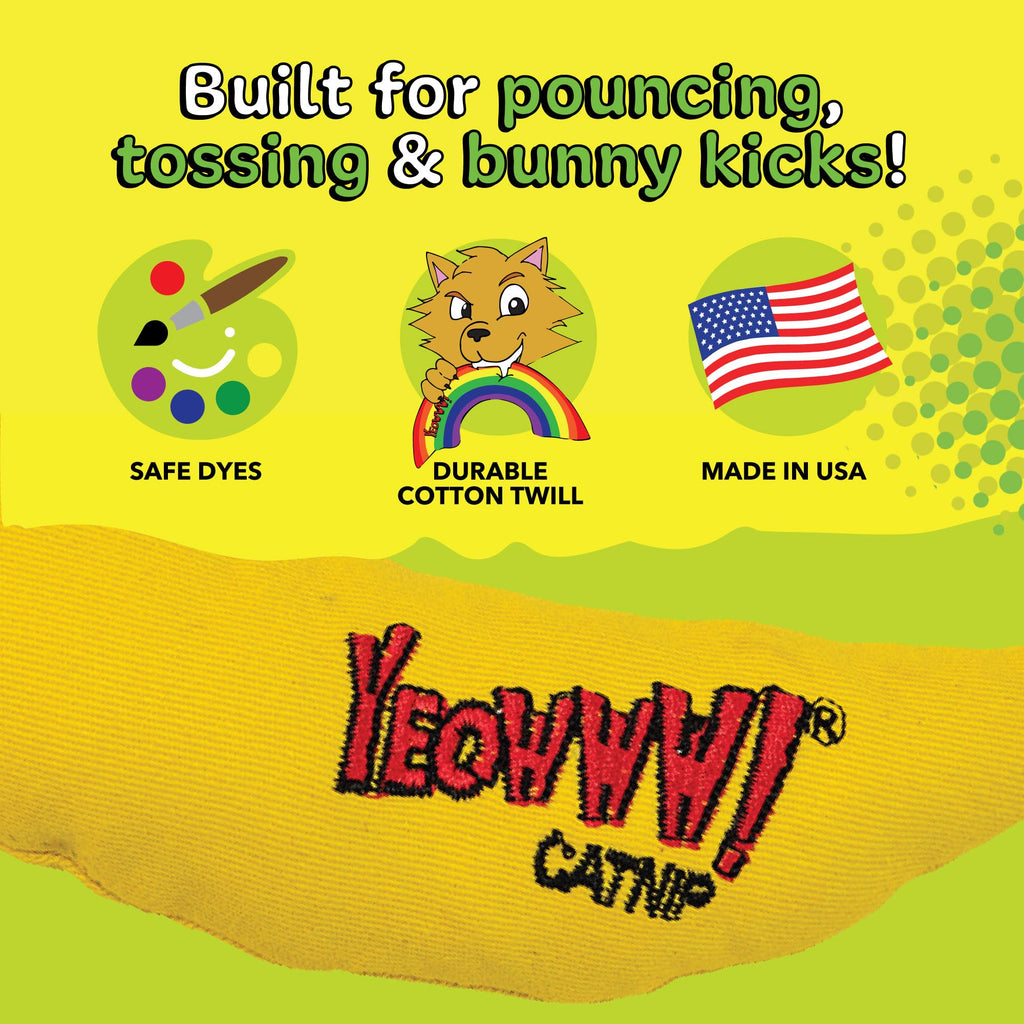 Yeowww! Catnip Chi-CAT-a Banana Toy for Cats - 7 Inches - Durable Cotton Twill - Made in the USA - Stuffed with Organically Grown Catnip
