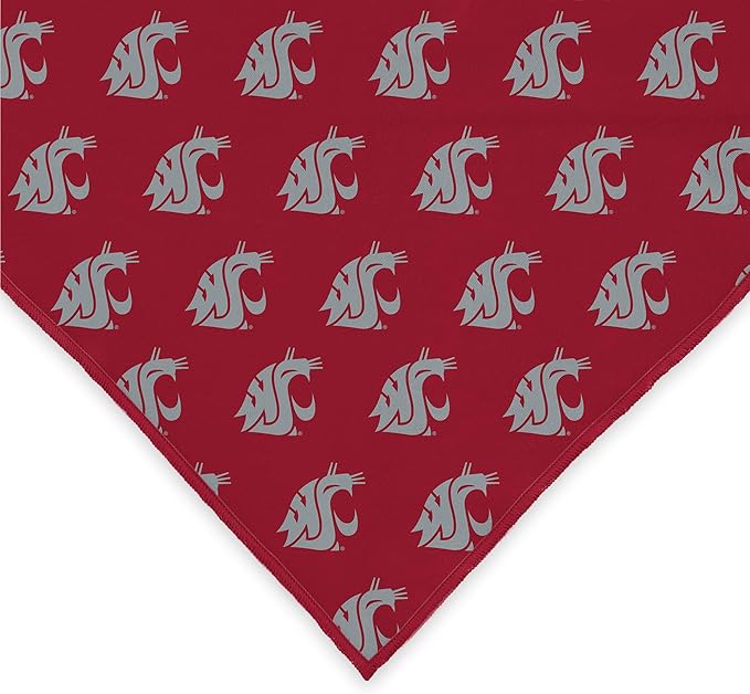 Washington State Cougars Officially Licensed Bandana for Dogs and Cats | Fits Pets Great Gift Idea | Easy-to-Tie (Large, 28")