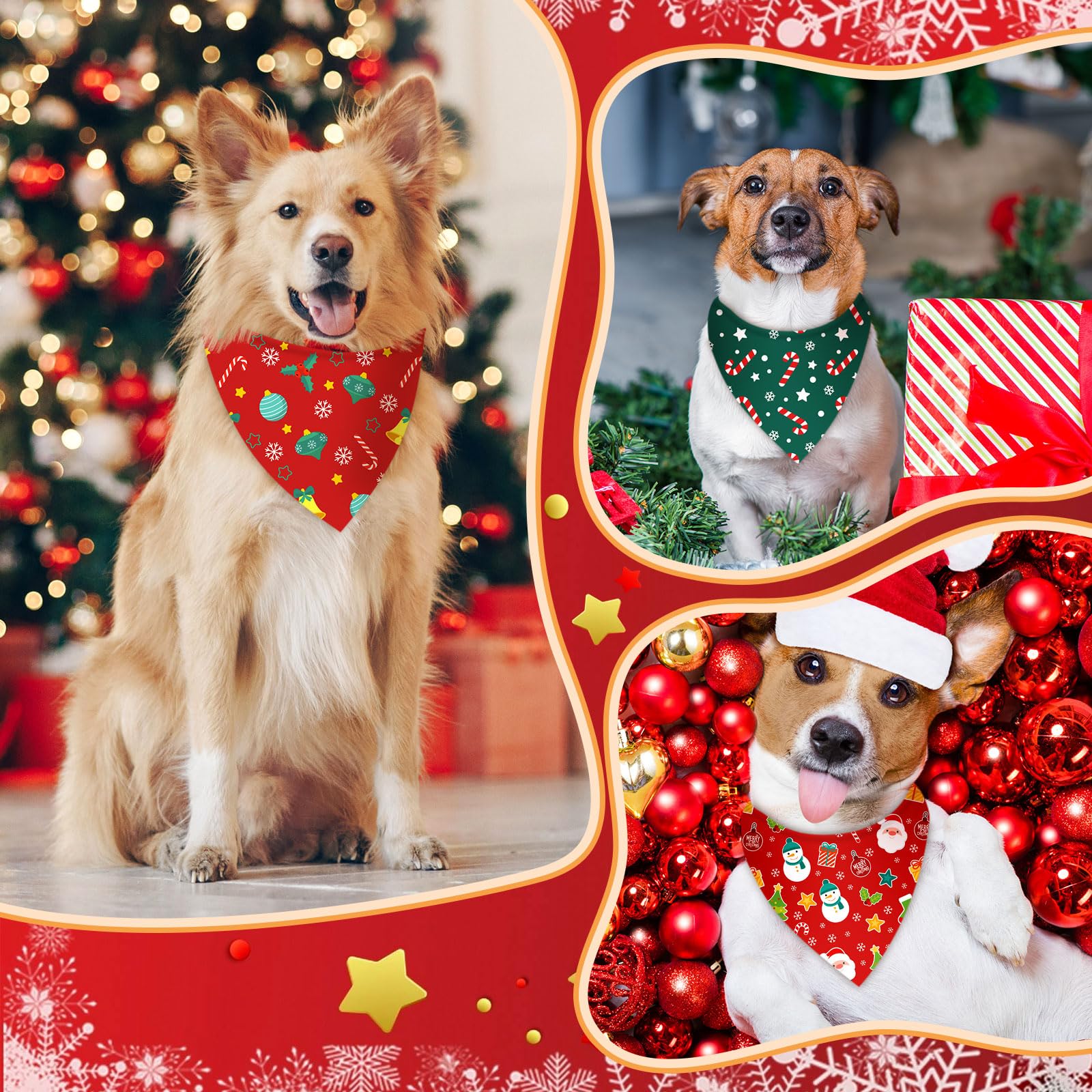 Jeere 200 Pcs Dog Bandanas Bulk, Red & Green Triangle Dog Kerchiefs for Small Medium Large Dogs, Reusable Pet Scarves for Groomers, Pet Shops, Parties & Photo Props, 25 Styles