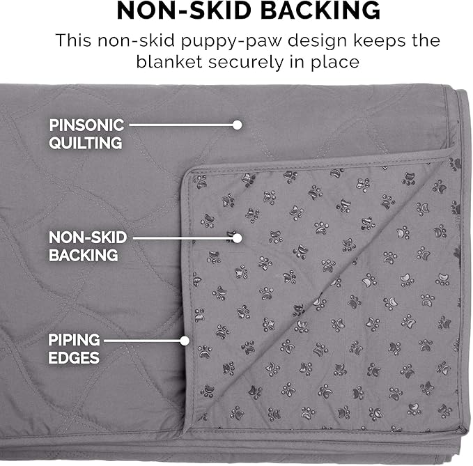 Furhaven Waterproof & Non-Slip Full Size Mattress Cover Protector for Dogs & Cats, Washable, For Beds, Couches, & Car Seats - Quilted Twill Blanket Mattress Cover - Gray, Medium/Full Size