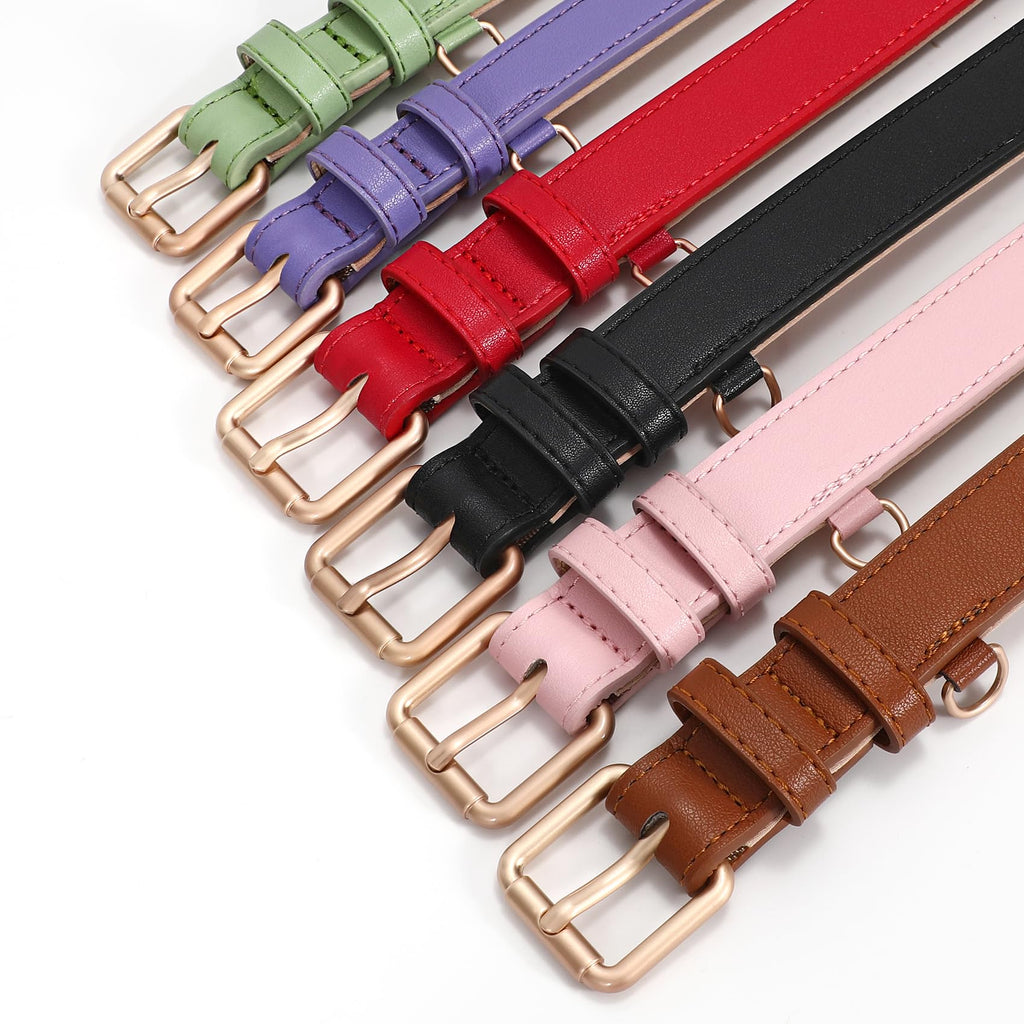 WHIPPY Leather Dog Collar for Small Medium Large Dog Adjustable Soft Breathable Leather Padded Puppy Collar with Alloy Buckle Heavy Duty Waterproof Classic Dog Pet Collar,Pink,M