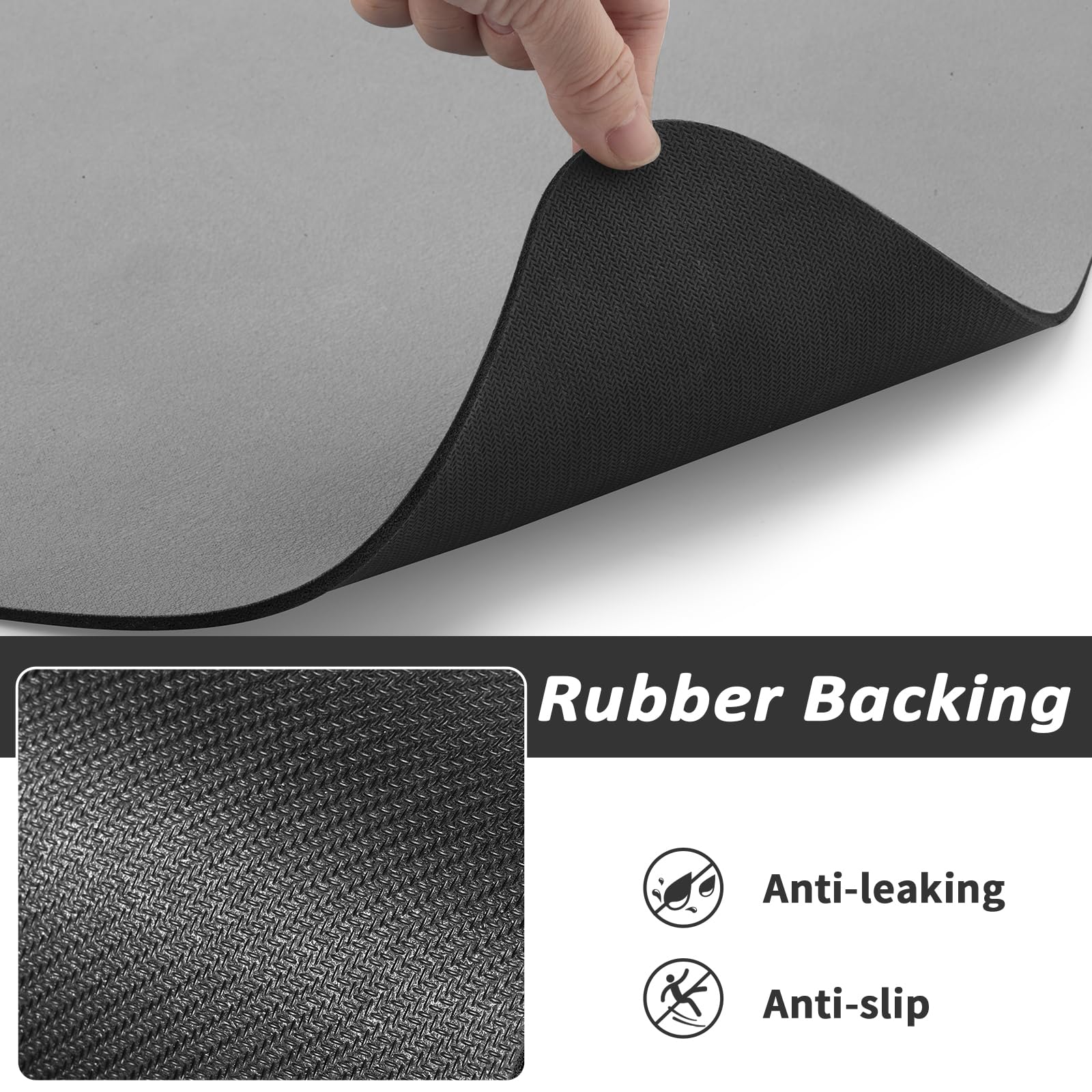 HotLive Dog Food Mat - Absorbent Cat Mat for Food and Water, No Stains Pet Feeding Bowl Mat, Easy to Clean Pet Placemats, Quick Dry Dog Water Dispenser Mat for Messy Drinkers | Paw Grey 12"x 19"