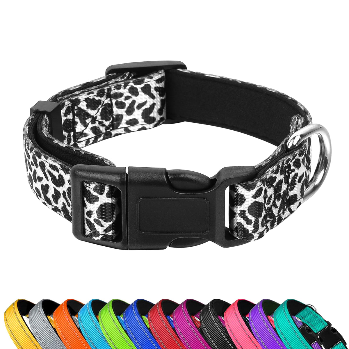 PWOD Reflective Dog Collar, Adjustable Soft Neoprene Padded,Light Pink,S