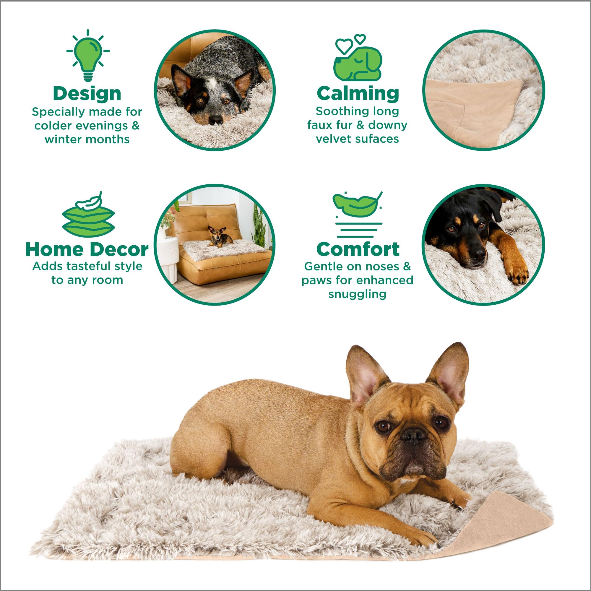 Furhaven Waterproof Throw Blanket for Dogs & Indoor Cats, Washable - Shaggy Plush Calming Long Faux Fur & Velvet Dog Blanket - Driftwood, Small
