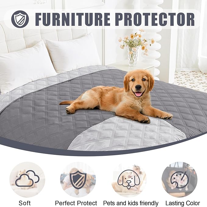 Smiry Waterproof Dog Bed Cover Blanket 30x53, Soft Reversible Pet Blanket, Washable Leakproof Cats Dogs Couch Cover for Sofa, Couch, Furniture, Grey/Light Grey