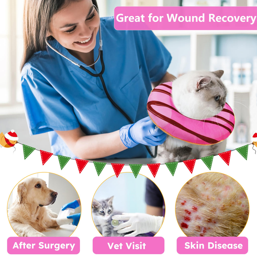 Hpetppy Cat Cone Collar Soft, Cat Recovery Collar for Wound Healing Cute Donut Adjustable Kitten Cones to Stop Licking Comfortable Lightweight Neck Elizabethan Collars for Kittens After Surgery