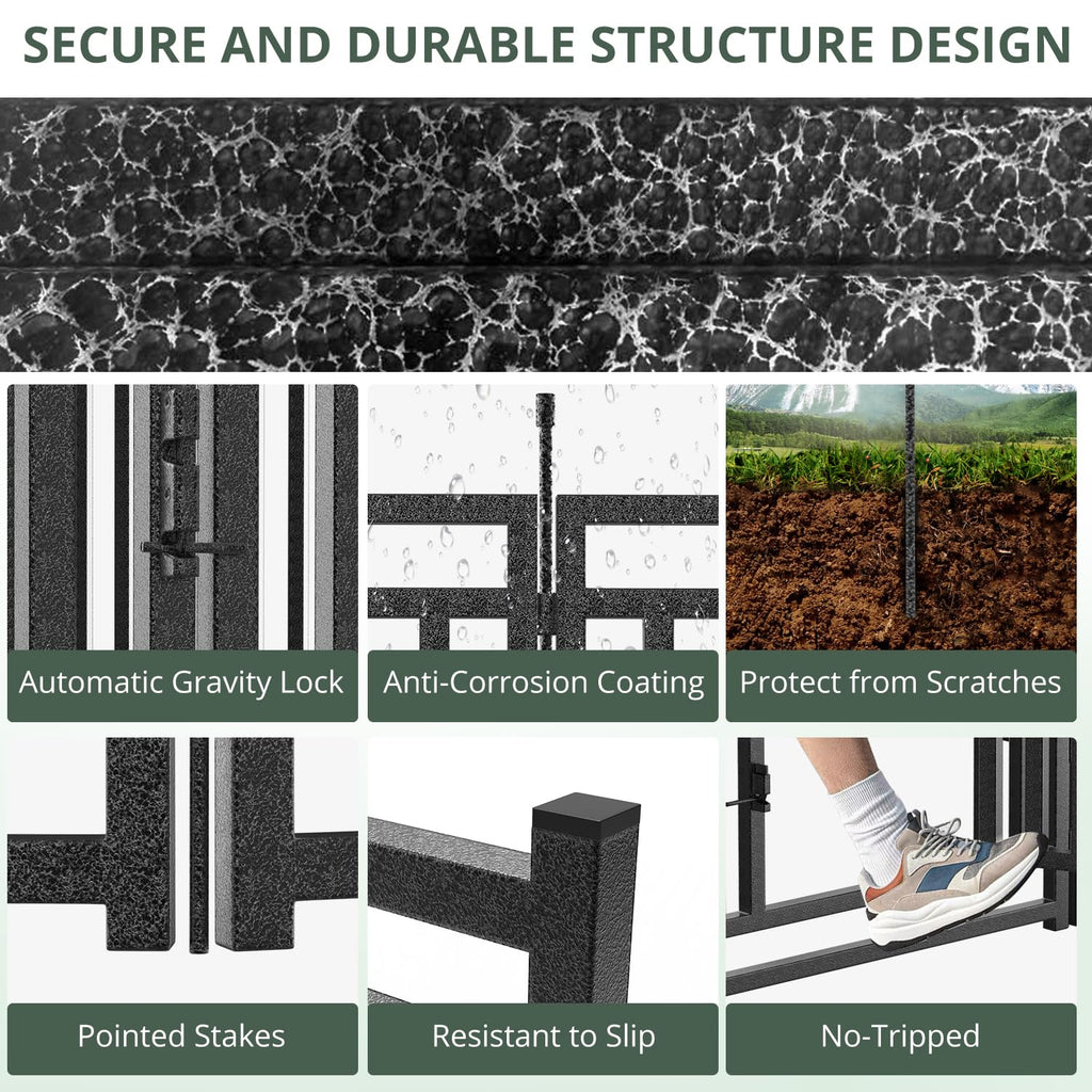 Petorldog Dog Playpen Metal Dog Fence Outdoor for Yard 32" Height 48 Panels Portable Dog Pen Pet Kennel for RV Camping(Black-Silver)