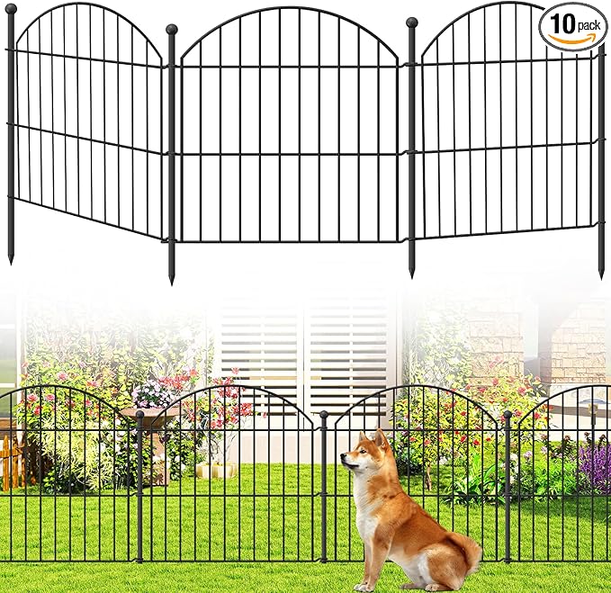 Decorative Garden Fence 17in x30ft, 30 Pack Rustproof Metal No Dig Fence Animal Barrier for Dog, Arched Flower Bed Edging Ornamental Wire Border Panel Fencing (White