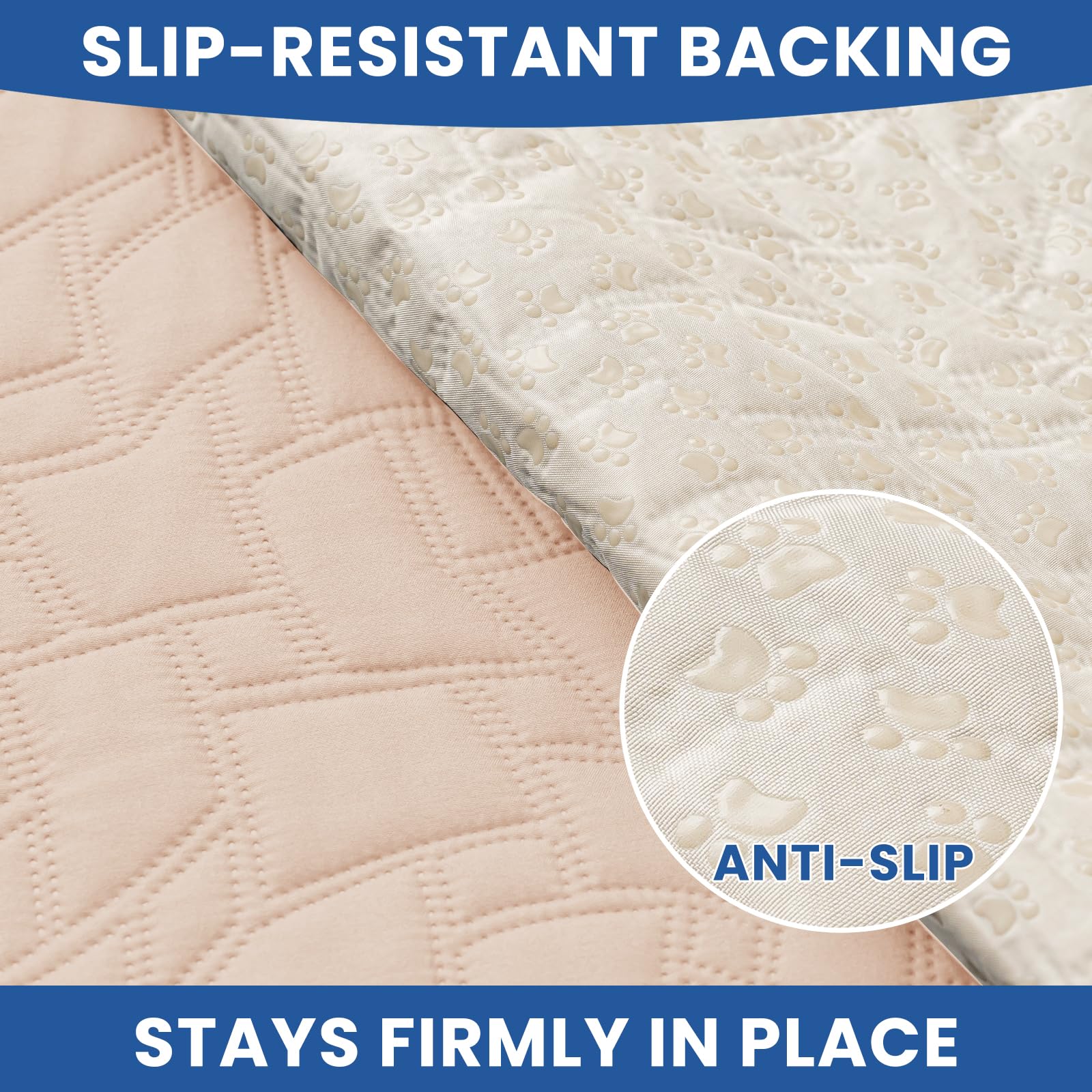 CYCMACO Waterproof Dog Bed Cover, Non-Slip Dog Blanket for Couch, Couch Covers for Dogs Washable, Pet Blanket for Furniture, Pet Bed Mat for Sofa, Car, Pet Supplies (52x82 Inch, Beige)