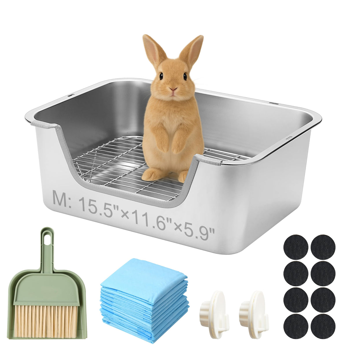 Sorstrem Stainless Steel Rabbit Sifting Litter Box (L)
