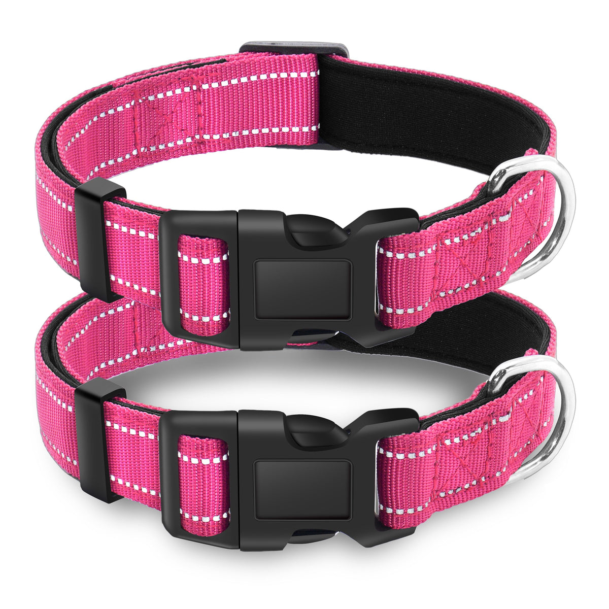 LIEVUIKEN 2 Pack Reflective Dog Collar with Safety Locking Buckle