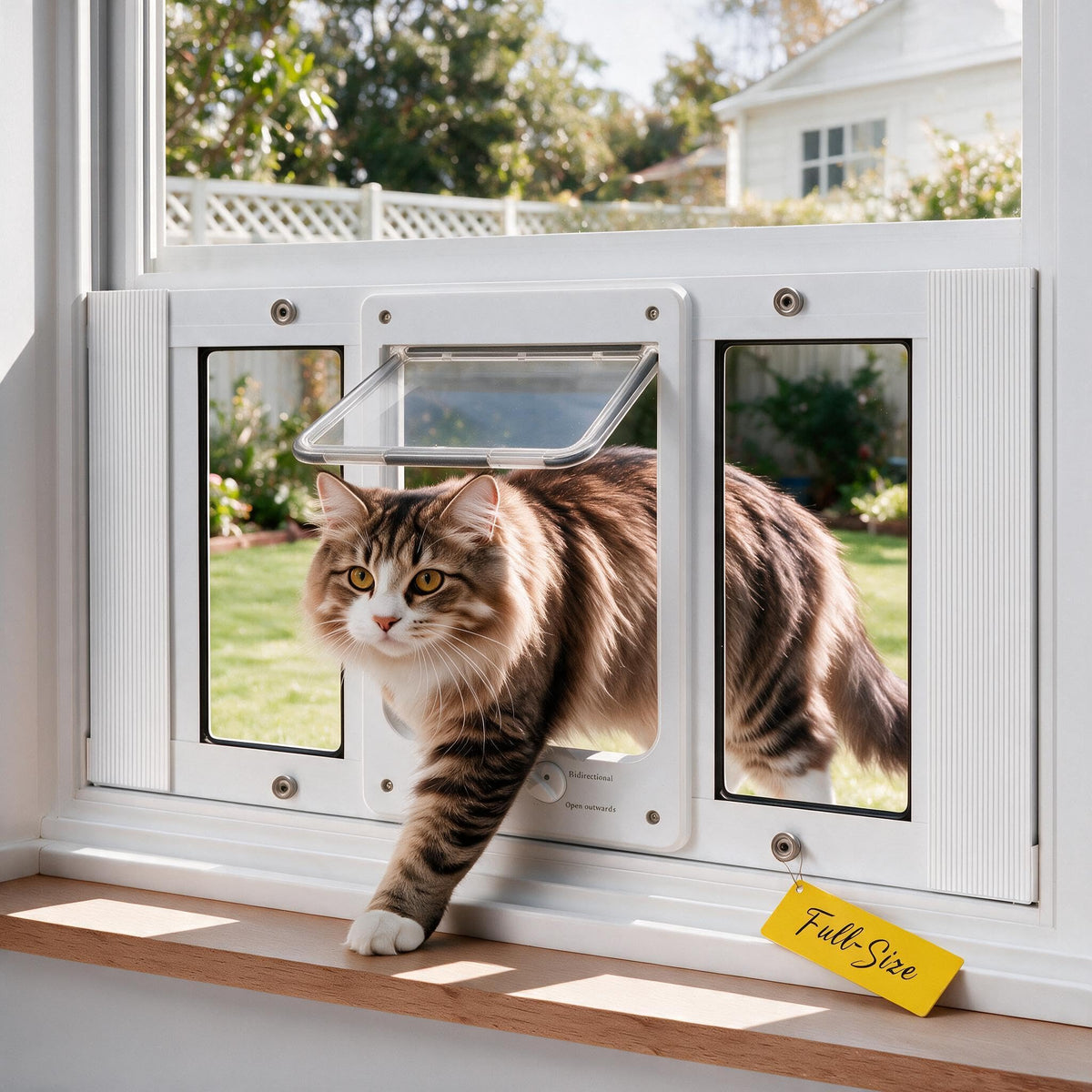 HOMEPEDIA Full-Size Cat Door for Window, H: 15.3", Fit 28"-32" Window