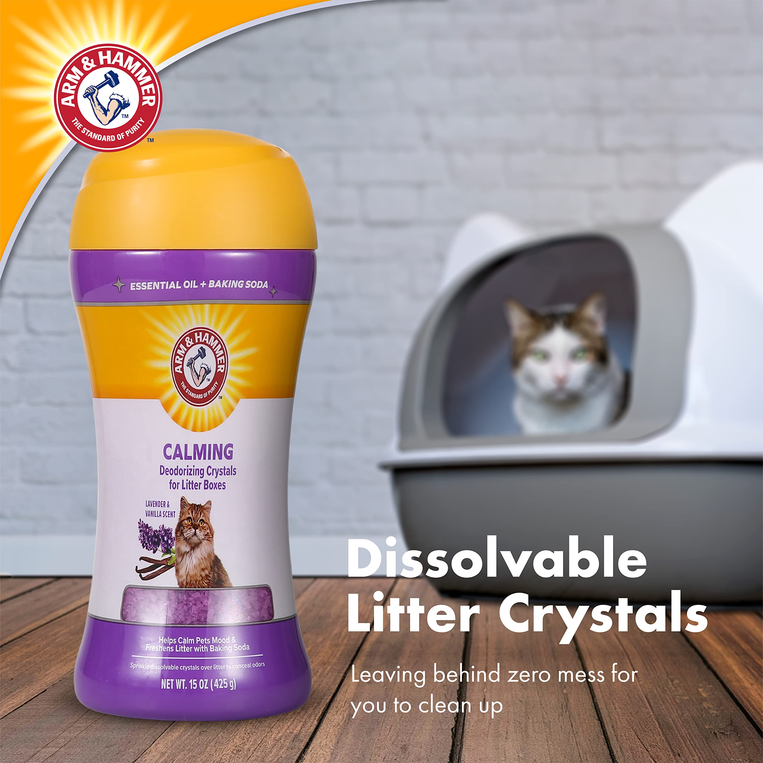 Arm & Hammer Cat Litter Deodorizing Crystals, Lavender and Vanilla, 15 Oz