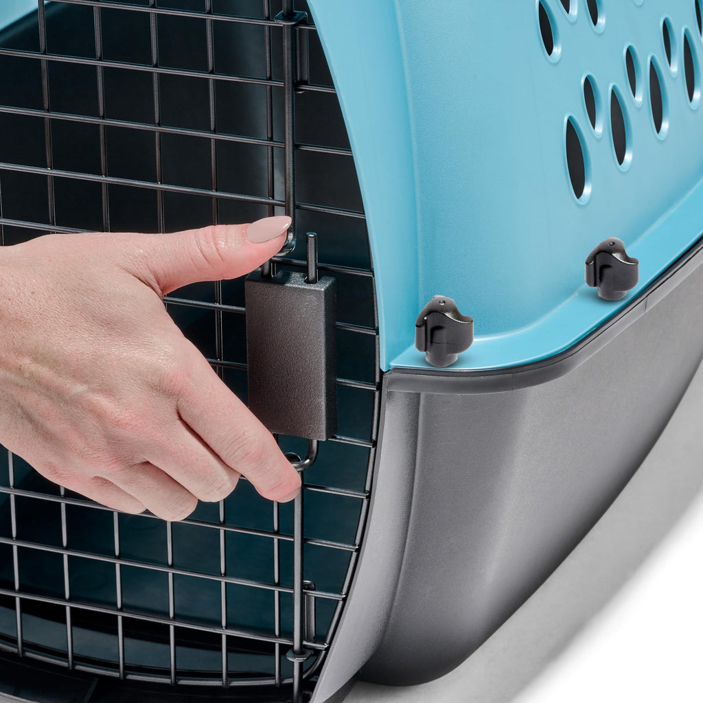 Petmate Fashion Vari Dog Kennel - Portable Crate for Pets 10-20 lbs - Airline-Friendly Pet Carrier - Durable Plastic Shell - For Home and Travel - Made in USA - 24 Inches - Light Blue