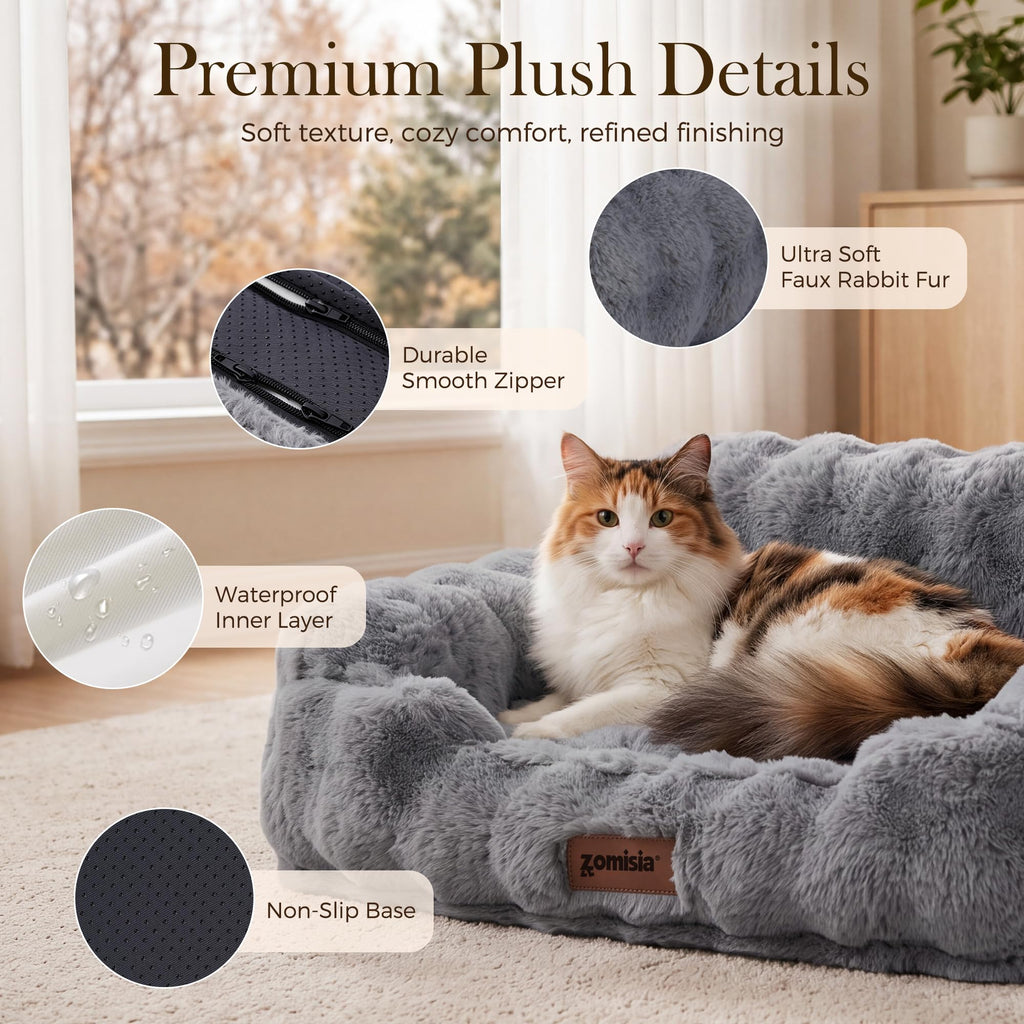 ZOMISIA Orthopedic Cat Couch Bed for Indoor Cats, Removable Washable Cover